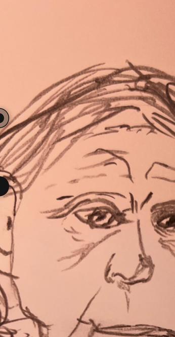 A pencil sketch of an old woman 