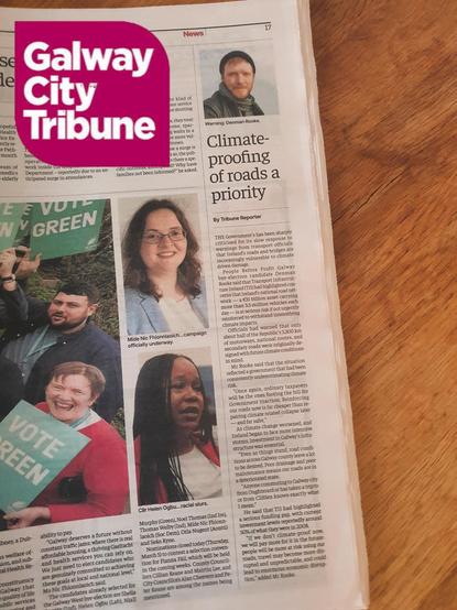 Photo of the article in the Galway City Tribune