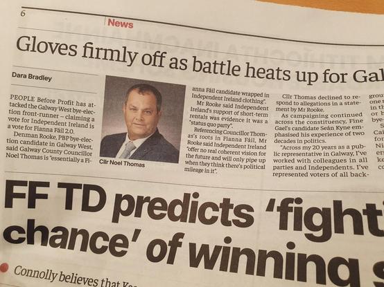 Newspaper article from Galway City Tribune