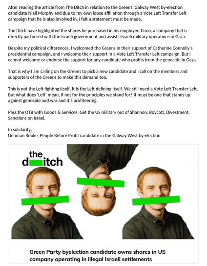 Screenshot of the statement in the post