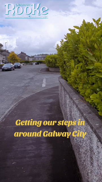 Denman Rooke walking in the Eastside of Galway City with his team
