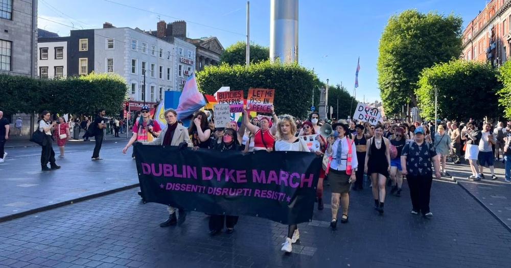People marching at the 2026 Dublin Dyke March.