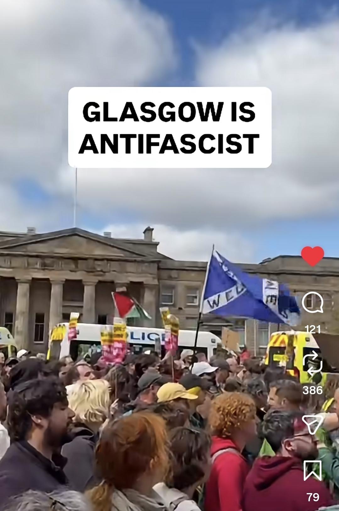 AntiFascist antiracist march in Glasgow