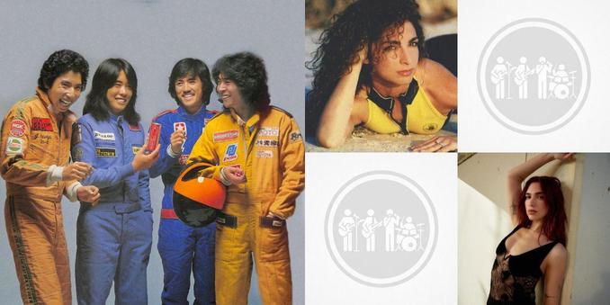 Collage of photos of the bands Casiopea, Gloria Estefan, Holly Valance, Nightcore, Dua Lipa