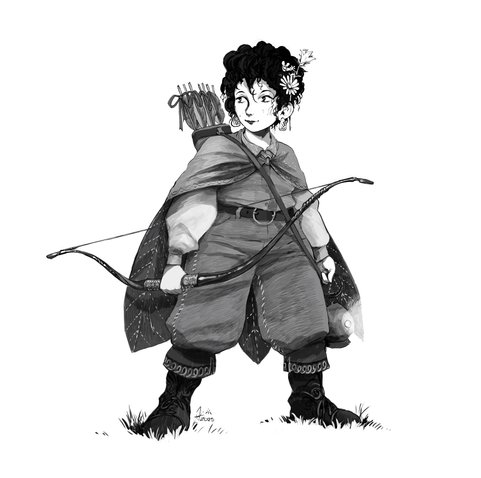 una ilustracion de una hobbit llamada Artemisa