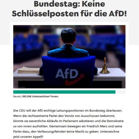 Petitions-Bild "Bundestag: Keine Schlüsselposten für die AfD!"