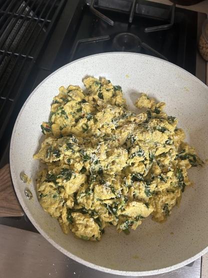 scrambled eggs with kale from garden :)