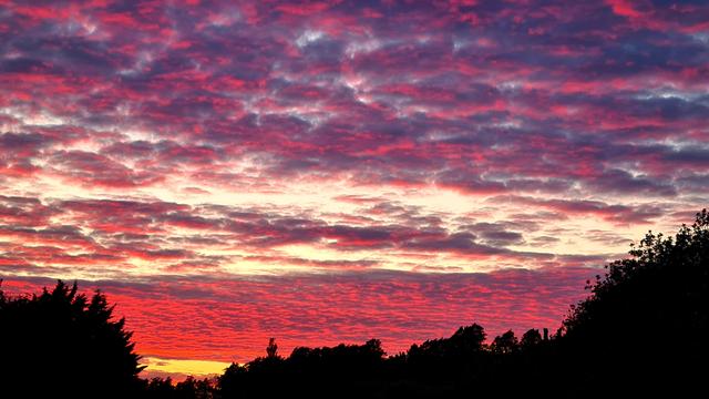 A spectacular red and orange sunset.