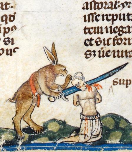 #Easter fun. ‘The Smithfield Decretals’ (Decretals of Gregory IX with glossa ordinaria), Toulouse ca. 1300, illuminations added in London ca. 1340. BL, Royal 10 E IV, fol. 61v.
#medieval #MedievalArt