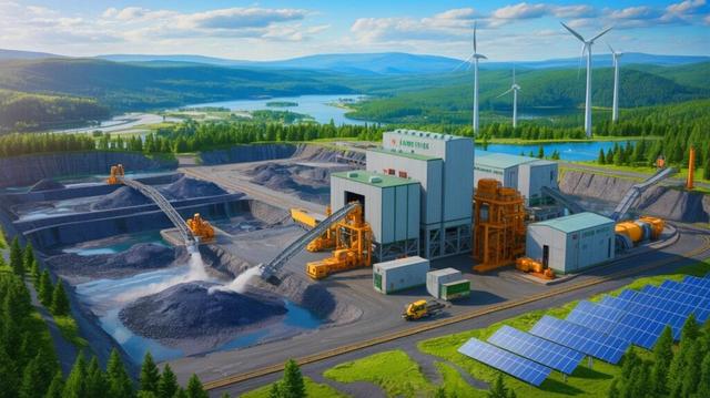 Illustration of the transformation of asbestos mine waste into valuable resources for sustainable development (AI-generated, unrealistic). Credit: Ideogram.