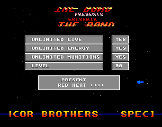 Screenshot of "Red Heat" - Trainer (+4): The Band (Band) - Published by Ocean on Commodore Amiga (1989)
