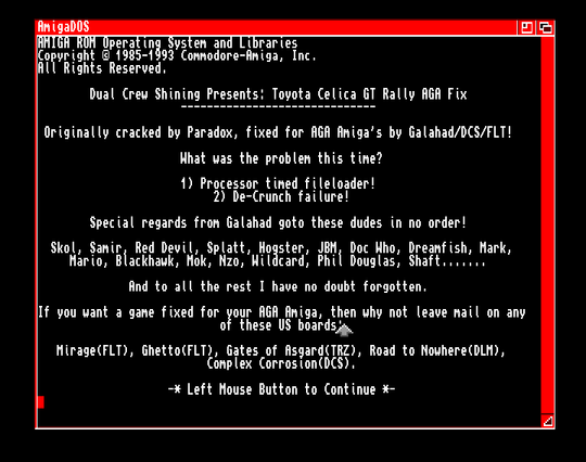 Screenshot of "Toyota Celica GT Rally" - Published by Gremlin on Commodore Amiga (1991)