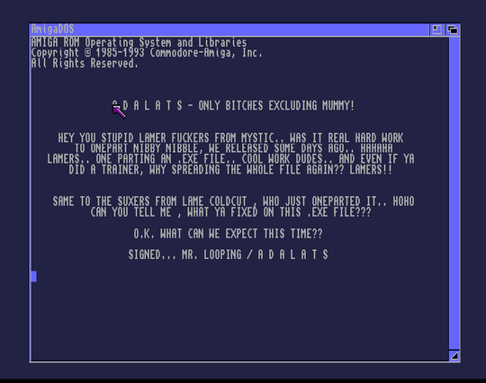 Screenshot of "Okuzan" - Crack: Adalats - Published by Amiga News on Commodore Amiga (1993)