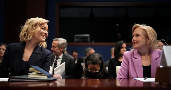 President and CEO of NPR Katherine Maher and president and CEO of PBS Paula Kerger prepare to testify