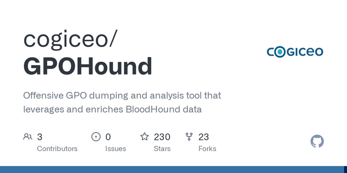 Offensive GPO dumping and analysis tool that leverages and enriches BloodHound data - cogiceo/GPOHound Offensive GPO dumping and analysis tool that leverages and enriches BloodHound data - cogiceo/GPOHound