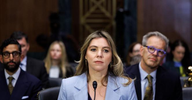 Sarah Wynn-Williams getuigt over haar bevindingen voor een speciale onderzoekscommissie van de Amerikaanse Senaat op 9 april 2025. Foto Tom Brenner 