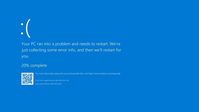 Foto di un blue screen of death 