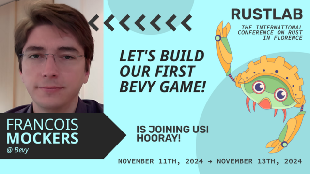 Francois Mockers will be at RustLab, the International Conference on Rust in Florence, November 9th, 2024 - November 11th 2024