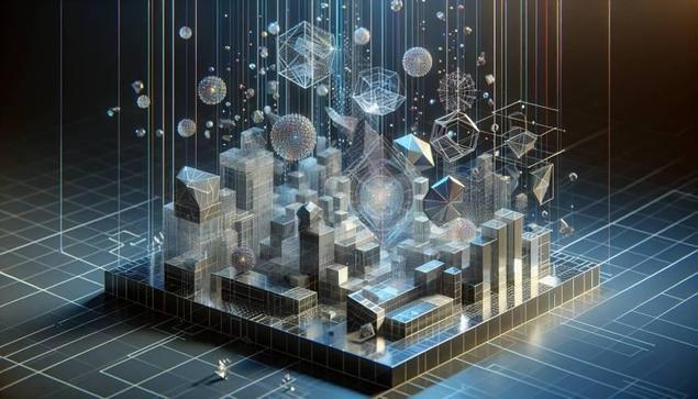 A vibrant futuristic cityscape featuring diverse structures and objects, showcasing advanced architecture and technology.