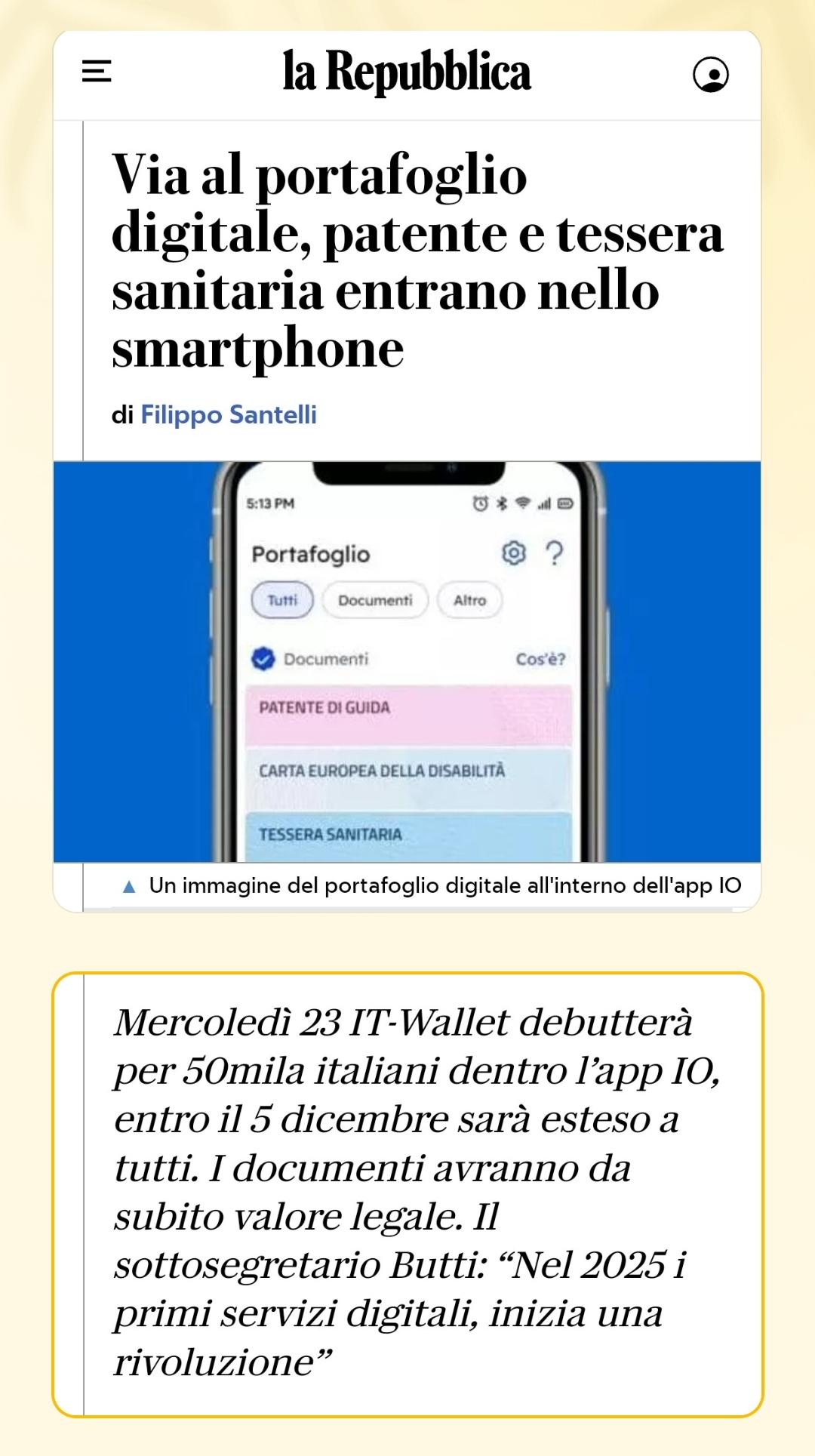 Patente e tessera sanitaria entrano nello smartphone.