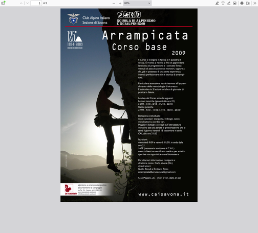 Locandina del corso AL1 CAI del 2009 ( Datata )