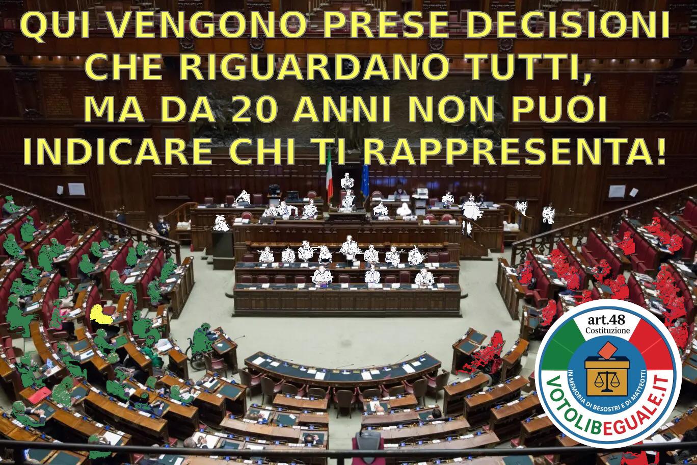 In Parlamento vengono prese decisioni che riguardano tutti, ma non puoi scegliere chi ti rappresenta