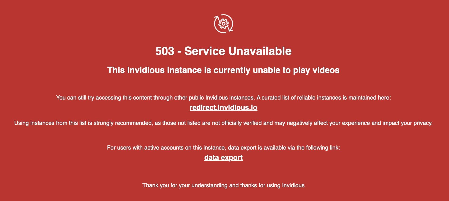 503 Service Unavailable