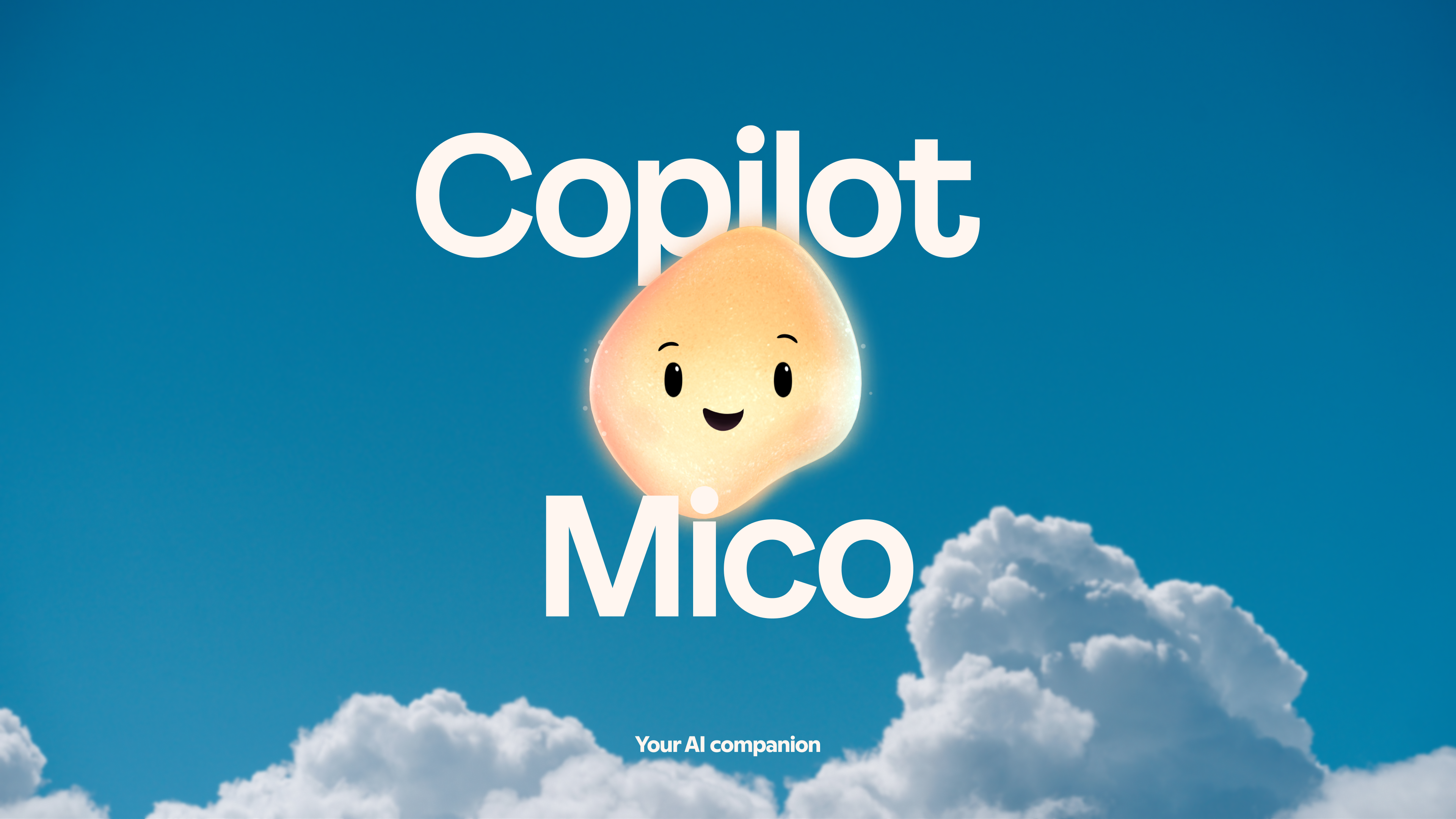 Copilot Mico - an amber-colored cartoon smiley blob