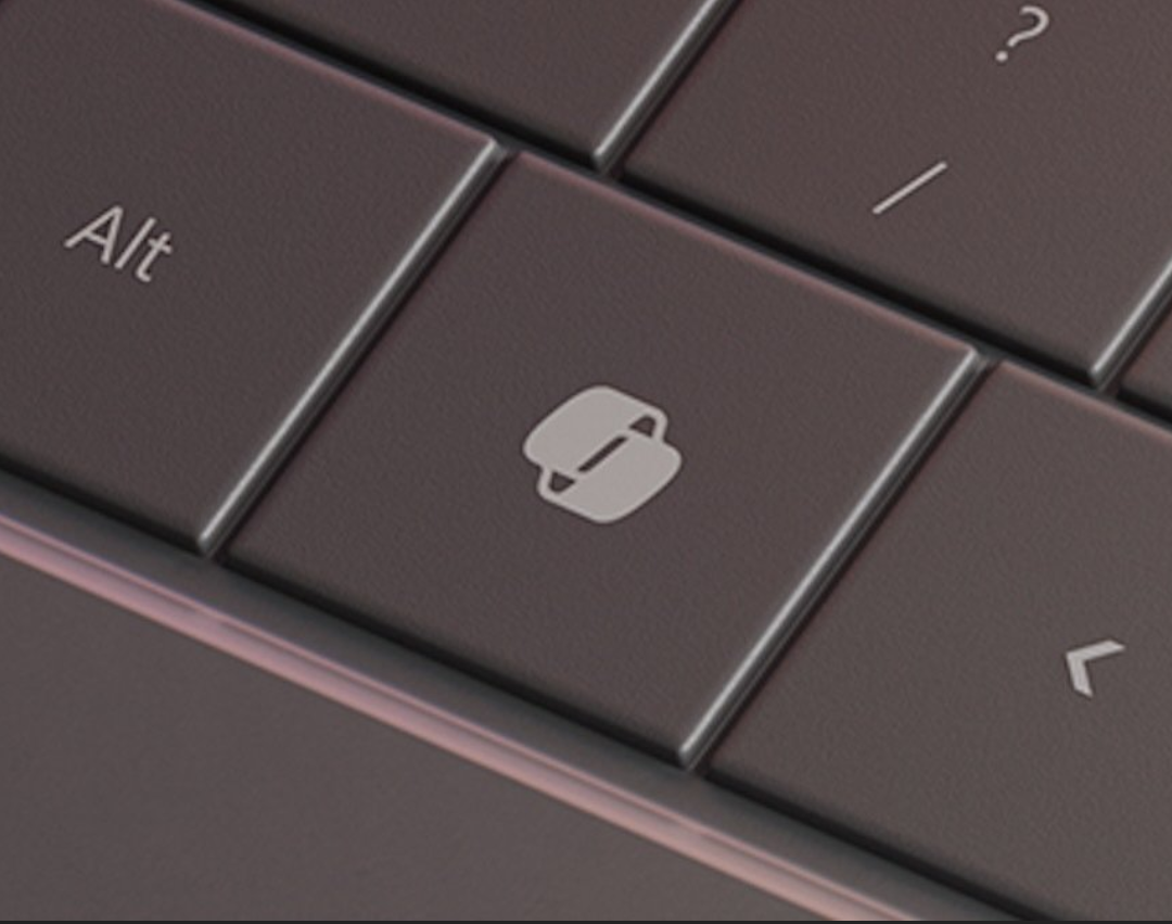 A closeup of the new microsoft key on a keyboard... Or co-pilot or whatever they're calling it...