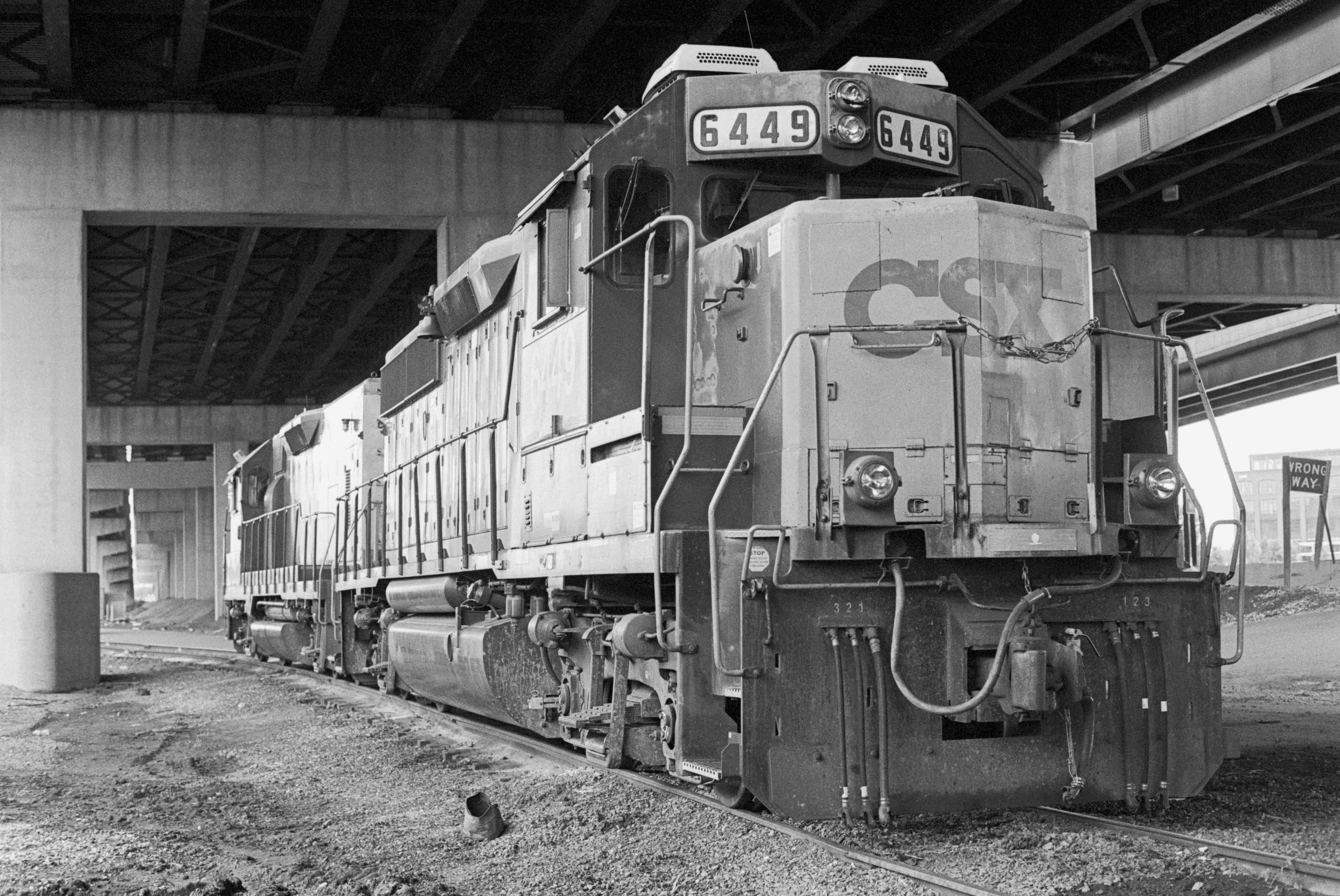A CSX diesel electric locomotive