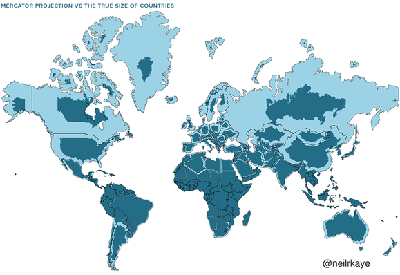 map - Clever Map Shows the True Size of Countries