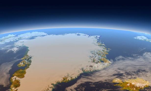 map/image - Greenland shown on the globe