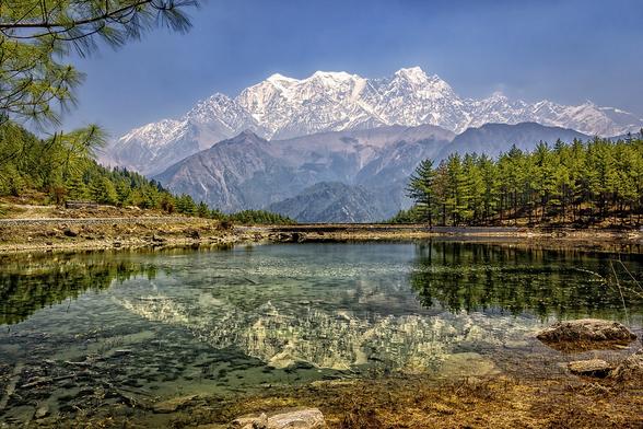 During my 2 weeks trip into the Anapurna region I stayed a few day in the village of Tatopani. Someone had told me that there were a few nice lakes in the vicinity of the village. This is one of them Lake Sekong.

The weather that day was probably the best during my stay in Nepal, and it is almost clear. I think this was the last day before things starting to turn bad with the visibility.