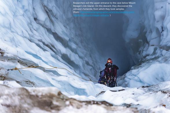photo - sampling a fumerole, Job Glacier, Mount Meager, British Columbia, Canada