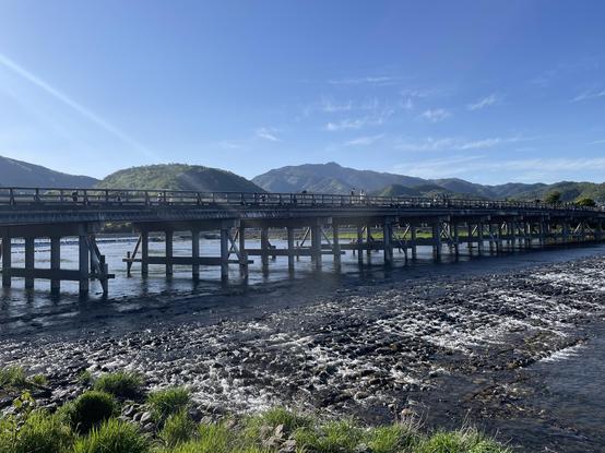 The legendary Moon-Crossing Bridge (渡月橋) in Arashiyama, Kyōto