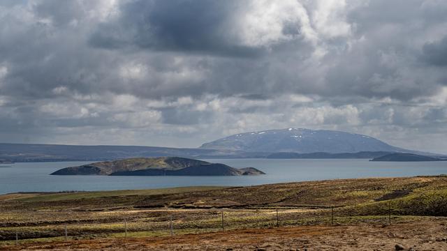The lake Thingvallavatn and the island Sandey that is in the lake.
