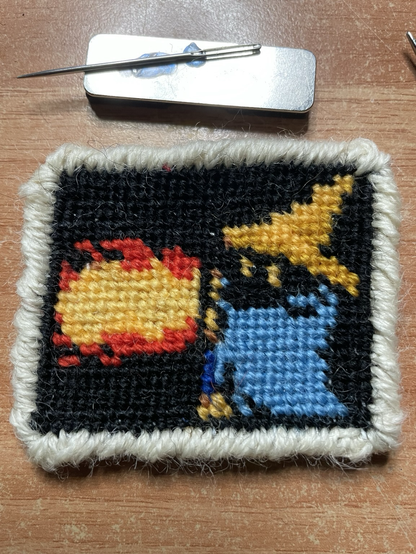 A black mage from final fantasy 1 casting fireball