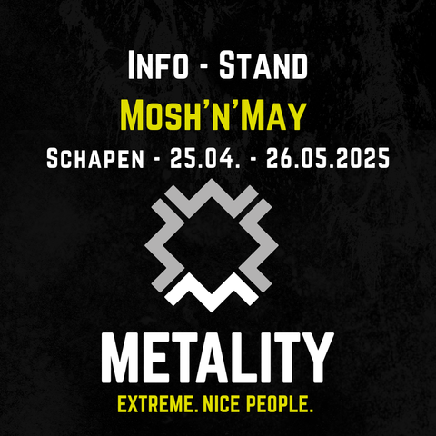 Grafik mit Text: Infostand.Mosh’n’May. Shapen 25.04. Bis 26.04.2025