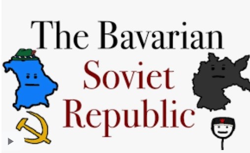 Poster that reads: The Bavarian Soviet Republic. Depicts a hammer and sickle and a stick figure soldier.