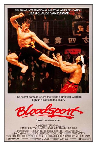 Four posters for the 1988 martial arts film “Bloodsport” from The USA, South Korea, Spain and Belgium.