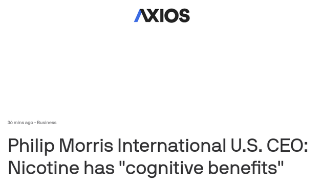 Philip Morris International U.S. CEO: Nicotine has "cognitive benefits"