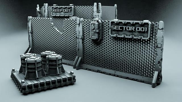 Chain security fences for grimdark sci fi tabletop games - from Mystic Pigeon Gaming