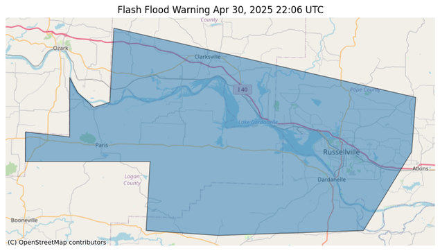 Flash Flood Warning issued April 30 at 5:06PM CDT until April 30 at 7:30PM CDT by NWS Little Rock AR