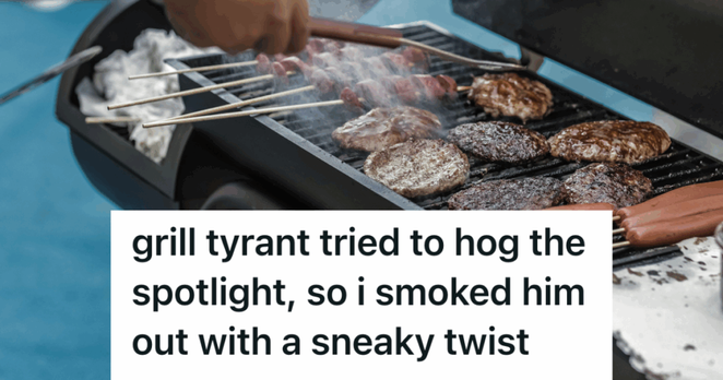 person grilling meet on a smoking grill