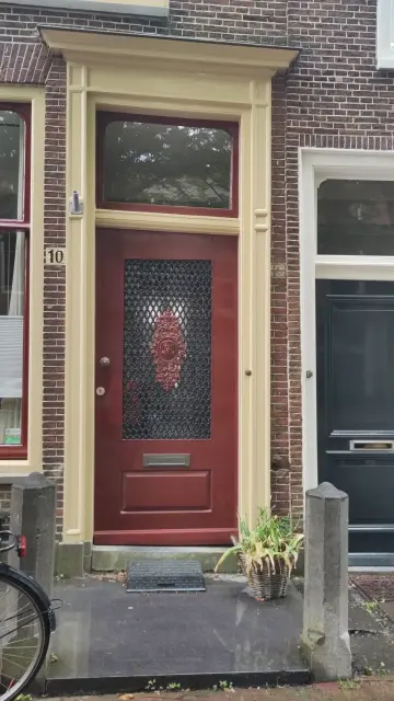 Wooden red door