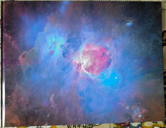 Cover of one of my printed books showing the Orion nebula