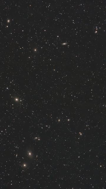 A lot of fuzzy galaxies on a background of pinpoint stars.