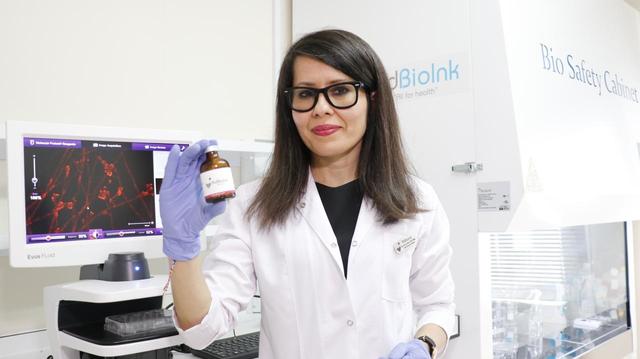 Bioengineering scientist Assoc. Professor Ayca Bal Ozturk poses at the biotechnology company she founded with state support, Kocaeli, Türkiye, May 1, 2025. (AA Photo)
