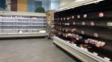 Empty supermarket shelves