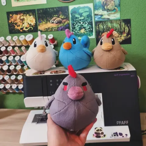Quatre petites poules elles aussi inspirées de Stardew Valley
